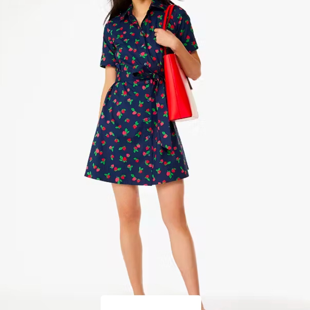 Navy Floral Shirt Dress